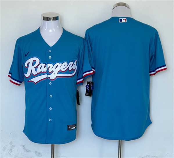 Men%27s Texas Rangers Blank Blue Cool Base Stitched Baseball Jersey